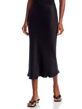Anine Bing Bar BLACK silk Midi Slip Skirt NWT